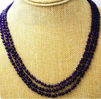 NEW Fashion jewelry 3 rows 4 mm Russias amethysts bead necklace 17-19
