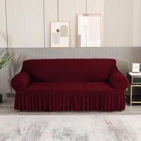 Sofos užvalkalas su sijonu Lengvai pritvirtinamas sofos užvalkalas svetainei Sofos užvalkalas Plaunamas, labai elastingas, patvarus Seersucker audinys 3-seater 170-230cm