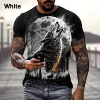 Streetwear Wolf 3D Printed T Shirt Floral Series Men's Animal Tees Casual Outfit Summer Short Sleeve T Shirts S balta