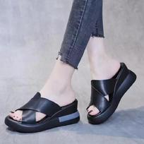 Vasariniai pleištiniai sandalai Madingi Retro Romen paplūdimio batai Moteriški Laisvalaikiai Peep Toe Minkšti Patogūs Sandalias De Mujer 36 gray