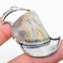 Natural Laguna Lace Agate Gemstone 925 Sterling Silver Pendant 2.25  t8c40
