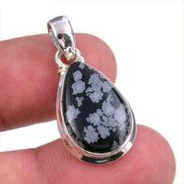 Natūralus sniego obsidianas, rankų darbo 925 kieto sidabro pakabukas 1,25  z6B89 gray