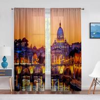 London Scenery Famous City England Big Ben Tulle Sheer Window Curtains for Living Room Bedroom Modern Voile Curtains Decoration 1 PCS W100XH250cm&Rod Pocket