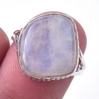 Natural Rainbow Moon Stone Gemstone Handmade 925 Sterling Silver Ring S.7 d8R10 gray
