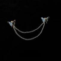 Ins Fashion Metal Butterfly Chain Women Aesthetic Brooch Female All-match Simple Tassel Vintage Chain Pin Corsage Clothes Suit Accessories One Size sidabras
