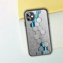 Puikus šešiakampis grotelių telefono dėklas, skirtas iPhone 13 12 11 XS X 8 7 6 Plus Mini Pro Max SE 2022 Black PC TPU stiklinis telefono dangtelis iPhone 13