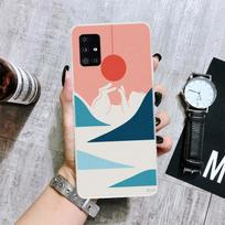 Abstract Art Cat Mount Fuji Japan Landscape Phone Case For Samsung Galaxy A12 A22 A32 A42 A52 A72 A51 A71 5G A41 A31 A21 A02S Samsung A12 5G beige