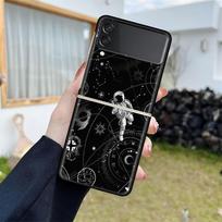 Luxury Case For Samsung Galaxy Z Flip 4 3 5G Black PC Hard Phone Cases Fashion Back Cover ZFlip Funda Space Cool Astronaut Shell Samsung Z Flip 4 5G