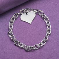 CHSHINE 925 Sterling Silver Heart Lobster Buckle Bracelet For Women Wedding Party Charm Jewelry 20CM 8inches white