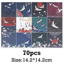 70pcs/set Chinese Style Tide Crane Origami Square Color Paper Printing Children's DIY Handmade Paper Scrapbooking Decoration