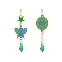 Anime JoJos Bizarre Adventure Earrings Stone Ocean Cosplay Jolyne Cujoh Kujo Butterfly Earrings Ear Clips For Women Men Jewelry gray