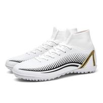 Futbolo batai 35-47unisex Futbolo batai Aukštu aulu Elastinis kojinės auliukas Guminis Minkštas Padas TF Futbolo batai Vaikams Treniruočių Futbolo Bateliai 37 balta