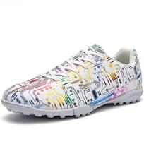 Football Shoes Men/Women's Football Boots Rubber Soft Bottom Short Interior and Outside Artificial Lawns Children Leather Football Sneakers 38 balta