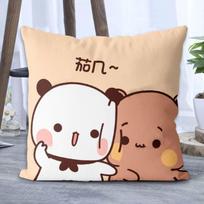 Panda Bubu And Dudu Printing Throw Pillow Cartoon Square Pillow Kawaii Anime Soft Waist Sofa Cushion Throw Bedroom Pillows 35x35cm