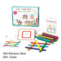 Wooden Rainbow Stick Thinking 3D Puzzle Kids Logical Training Thinking Matching Games Sensory Toys Montessori Educational Gifts blue