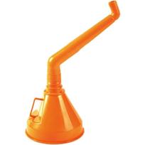 Benzino Piltuvėlis su Rankena, Juodas Nuimamas Tinklelio Filtras Ilgas Lankstus Snapelio Prailgintuvas 145mm 14.5cm oranžinė