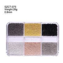6Gird/Box 0.8-3mm Mini Steel Ball Nail Caviars Alloy Charm Nail Art Rhinestones Jewelry Micro Stainless Beads Stud DIY Nail Tool gray