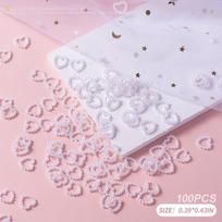 100pcs Hollow White Pearl Heart Nail Charms Bulk Purple Pink Flatback For DIY Nail Decoration Cellphone Laptop Jewelry Crafts Ac