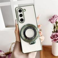 360° Magnetic Ring Holder Kickstand Plating Clear Phone Case for Samsung Galaxy Z Fold 5 4 3 Fold5 Fold4 Fold3 5G Cover Galaxy Z Fold 4 žalia