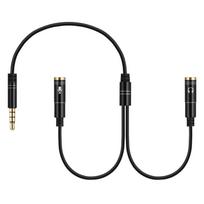 Nešiojamų ausinių adapterio skirstytuvo 3,5 mm lizdo laidas su atskira mikrofono ir garso ausinių jungtimi juoda
