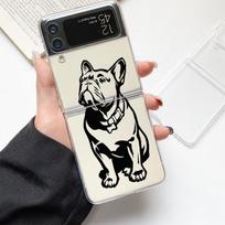 Phone Case For Samsung GalaxyZ Flip 4 5 Fold Clear Hard PC Shell French Bulldog For Samsung Z Flip 3 Cover Couqe Funda Bumper Galaxy Z Flip 4 beige