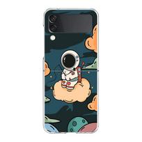 Cute Cartoon Astronaut Clear Phone Case For Samsung Galaxy Z Flip 4 Case Thin High Hard PC Shell on For Galaxy Z Flip 3 5G Cover Z Flip3 5G black