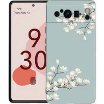 Telefono dėklas skirtas Google Pixel 8 A 7 6 Pro 6A 5G Black Minkštas smūgiams atsparus galinis dangtelis Silikoninis TPU apvalkalas Coque Flower Pixel 6 white