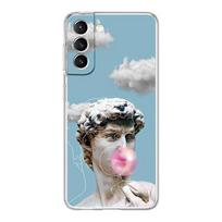 Phone Case For Samsung Galaxy S24 Plus S23 S22 S21 S20 FE Ultra 5G S10 S10E S9 Soft Clear Cover Art Aesthetic David Mona Lisa Samsung S24Ultra blue