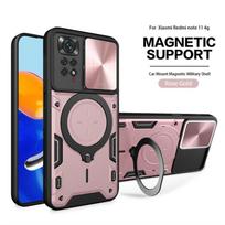 Slide Lens Protect Funda For Xiaomi Redmi Note 11 11E 12 Pro 11S 12C A1 Mi 13 Lite Poco X5 Pro Magnetic Ring Holder Armor Cover For Redmi Note 12 5G mėlyna