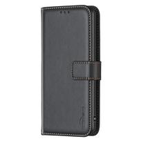 Vienspalvio rašto PU odos kortelių lizdai piniginės telefono dėklas, skirtas Motorola Moto G85, Edge 50 Fusion, Edge 50 Pro, G04, G24, G34, Edge 40 Neo, G84, G54, G14... Motorola Moto E13 juoda