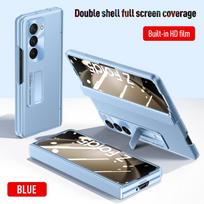 „Samsung Galaxy Z Fold 6 5 4 Fold 5“ priekinio ekrano laikiklis su apsaugine plėvele, smūgiams atspariu, madingu vyriu, odos pojūčio dangteliu. For Samsung Z Fold 5 šviesiai mėlyna spalva
