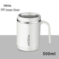 500 ml nerūdijančio plieno kavos puodelio puodelis su dangteliu Creative PP Liner nešiojamasis geriamasis puodelis Pieno kavos puodelis Dovana virtuvės gėrimams 500ml gray