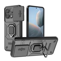 For Xiaomi Redmi K70 K70E K60 Ultra Pro Slide Push Window TPU + PC Shockproof Metal Ring Car Magnetic adsorption Stand Back Case Cover Shell K60/K60 Pro juoda