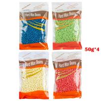 50g*4 Wax Beans Depilatory Hot Film Wax Hard Wax Beads for Bikini Face Hair Legs Arm Hair Removal Bean Painless Woman Men