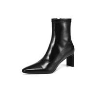 Krazing Pot Microfiber Winter Thick High Heels Chelsea Boots Women Zipper Size 43 Modern Ankle Boots 34 juoda