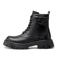 Autumn Trendy Men's Boots Genuine Leather Tide Boots High-Top New Men's Ankle Boots 38 juoda