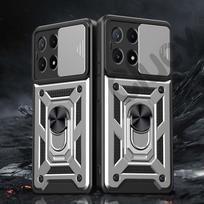 Skirtas Xiaomi Mi Poco X6 Pro X6 5G fotoaparato smūgiams atsparus šarvų dėklas, skirtas POCO M6 PRO 4G 5G C65 automobilio magnetinio laikiklio žiedo apsauginis dangtelis For Poco M6Pro(4G) sidabras