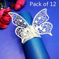 Pack of 12 Butterfly Paper Napkin Rings For Wedding Party Decoration white