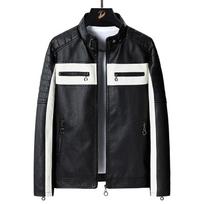 Vyriška odinė striukė su spalvų derinimu Nauja vyriška striukė PU paltas Motociklininko drabužiai Vilnos odinė striukė Vyriška Slim Fit M