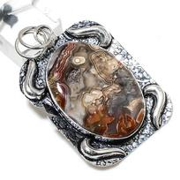 Laguna Lace Agate Gemstone Handmade 925 Sterling Silver Pendant 2.36  i1l44