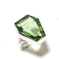 Peridot Gemstone Handmade 925 Sterling Silver Jewelry Ring Size 5 h1l72 beige