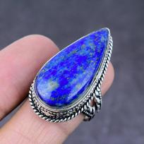 Lazurito brangakmenio rankų darbo 925 svarų sterlingų sidabro dovanų papuošalas Žiedo dydis 9 n6K05 blue