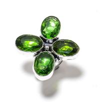 Peridot Gemstone Handmade 925 Sterling Silver Jewelry Ring Size 8 G5W96 black