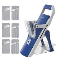 Adjustable Vegetable Cutter Slicer Stainless Steel Blade Anti-Slip Gasket Multi-Function Kitchen Chopper Detachable Design Home Restaurant Bakery C