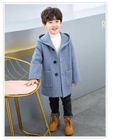 Boy Winter  Fashion Thickening Woolen Jacket  Korean Version  Handsome Mid-Length Keep Warm Casual Children's Clothing 100 mėlyna