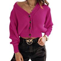 Autumn Women's Cardigan Loose V-Neck Sweater XL abrikosas