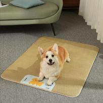 Pet Cooling Mat Breathable Dog Cool Pad 3-layer Design Summer Rattan Weaving for A gray