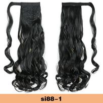 Ilgi banguoti kuodai 60 cm Banguoti apvyniojami plaukai Kuodai Garbanoti prisegami sintetiniai plaukų priauginimai moterims 60cm black