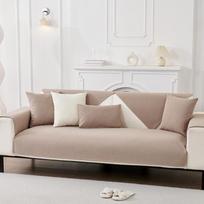 Teddy Velvet Waterproof Sofa Cushion Simple Circle Yarn Anti-slip Sofa Cover Cloth Towel Anti-cat Scratch Cushion Urine Barrier 70*70cm beige
