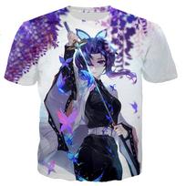 Toyo Cosplay Demon Slayer Kochou Shinobu Marškinėliai Vyrams Moterims 3D Spausdinti Marškinėliai Laisvalaikio Harajuku Stiliaus Marškinėliai Streetwear Viršutiniai Drabužiai 6XL ruda